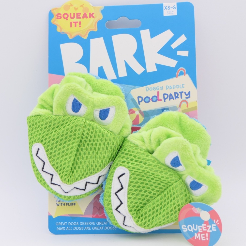 BARK Doggy Paddle Pool Party Crocks Dog Toy Dog Size XS-S w/ Squeakers & Crinkle